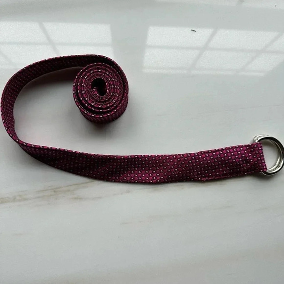 Vintage 90s Y2K J. Crew 100% Silk Skinny Belt D Ring Neck Tie Style Pink M/L main image 4